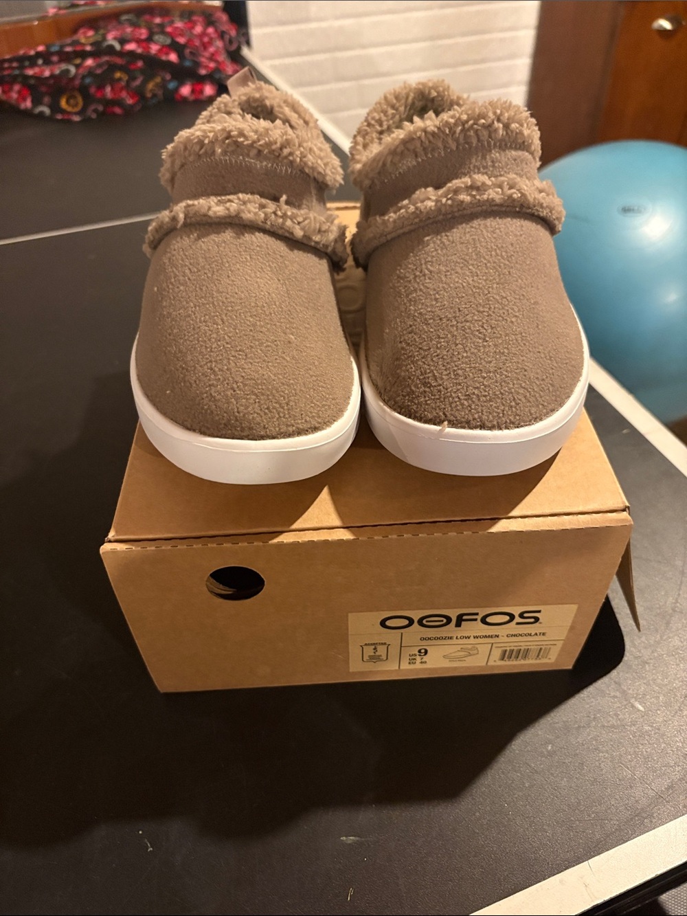 OOFOS Women's Slip-On Shearling Lined Sneakers in Chocolate Brown
